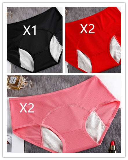 Set of five leak-proof menstrual underwear for women, featuring comfortable, reusable protection in various styles.